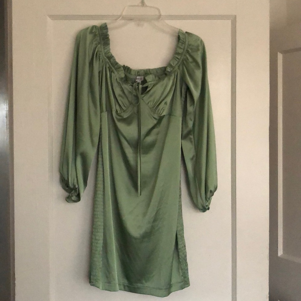 Miss Lola sage satin mini dress